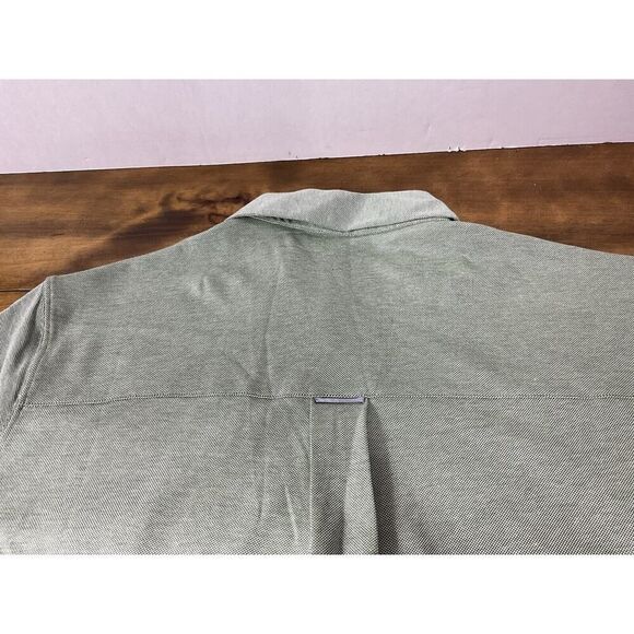 Fabletics Shirt Mens Size Large Green The Dash Short Sleeve Button Up Knit NEW - Picture 9 of 9
